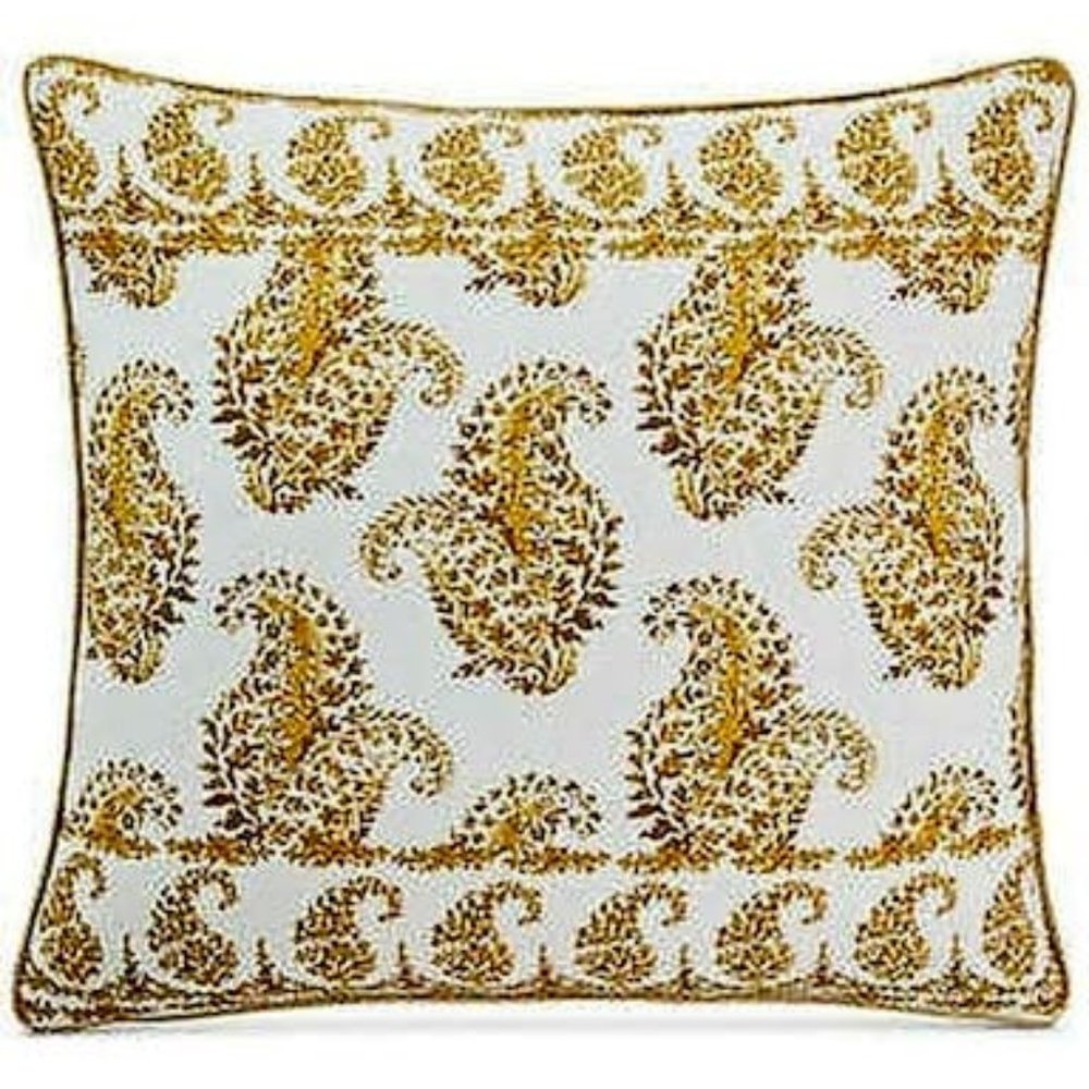 LACOURTE 20 x 20 Timara Yellow Embroidered Decorative Pillow